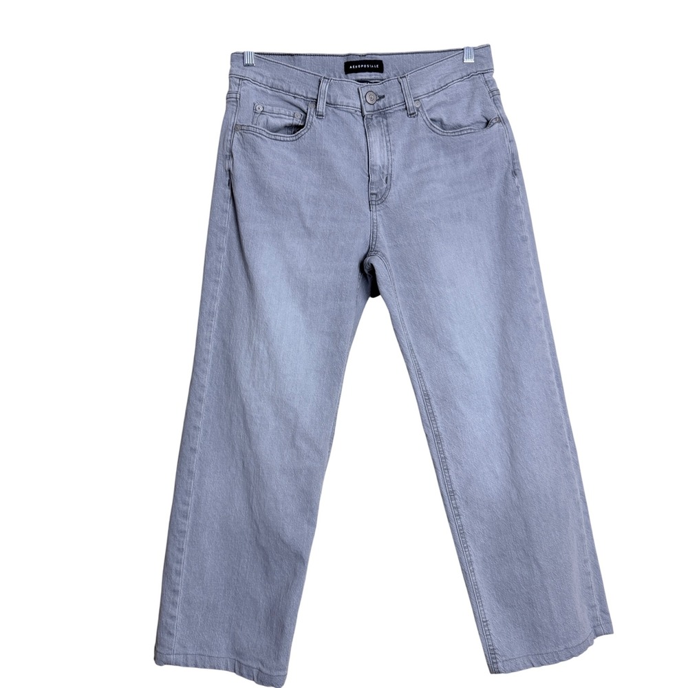 Aeropostale Low Rise Baggy Jeans 10 Short Light Gray Y2K Wide Leg Streetwear